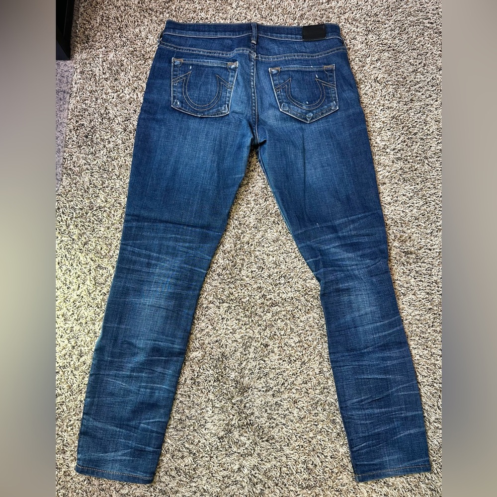 True Religion Jeans Halle Women’s Size 28 Mid Rise Super Skinny Blue Denim USA - Picture 7 of 9